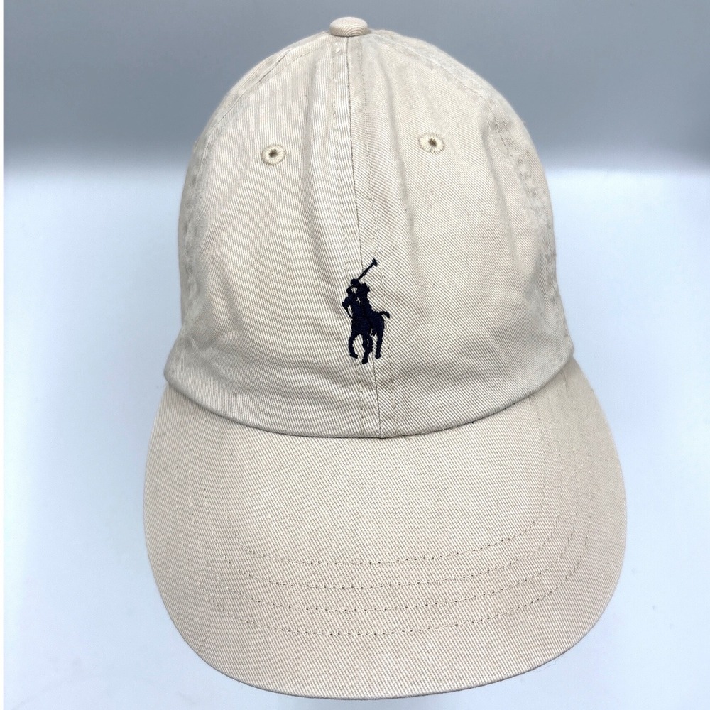 Polo Ralph Lauren Baseball Cap One Size Tan Preppy Leather Strapback Pony Logo